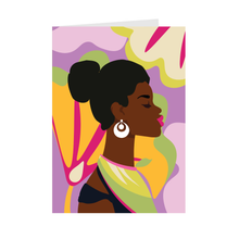 Load image into Gallery viewer, Bright Energy - African American Woman - Black Stationery Blank Cards Front