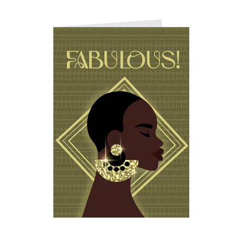 Stylish & Beautiful - African American Woman - Black Card Shop Front