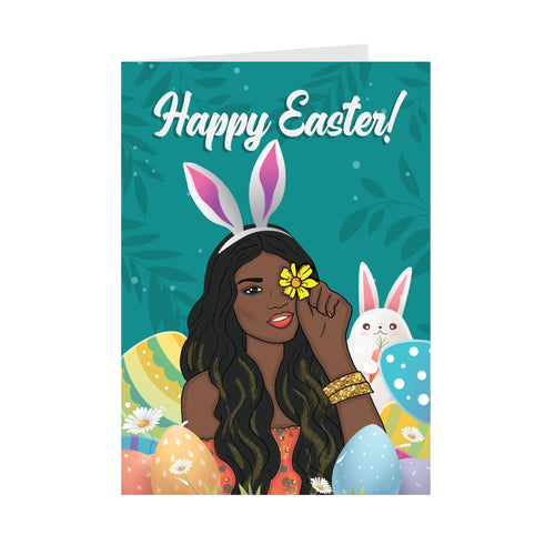 Easter Bunny Girl - African American Woman - Black Card Shop  Front