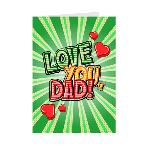 Hearts Love You, Dad - Father's Day Greeting Cards (Green) Front