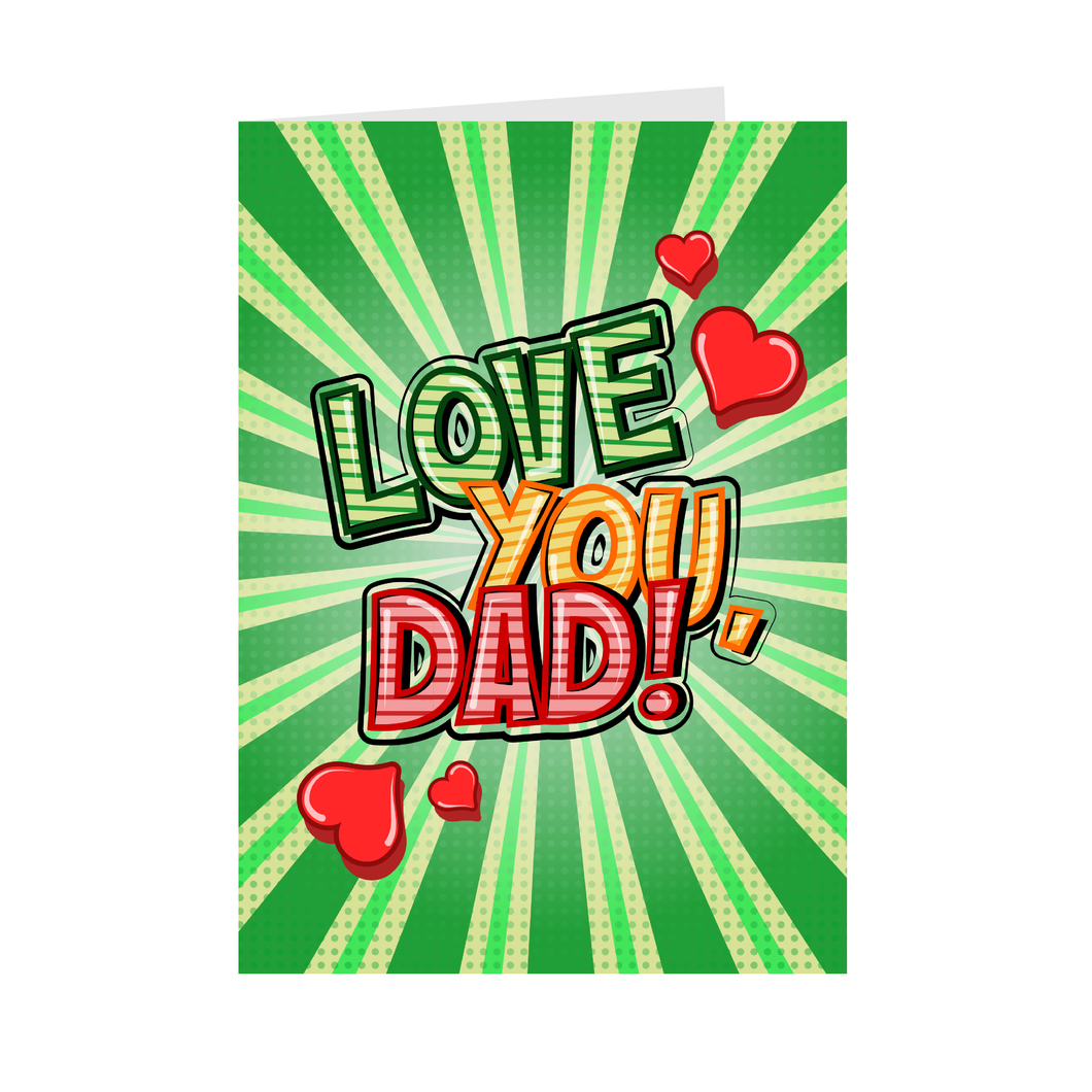 Hearts Love You, Dad - Father's Day Greeting Cards (Green) Front