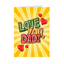 Load image into Gallery viewer, Hearts Love You, Dad - Pop Art Father&#39;s Day Greeting Cards (Yellow) Front