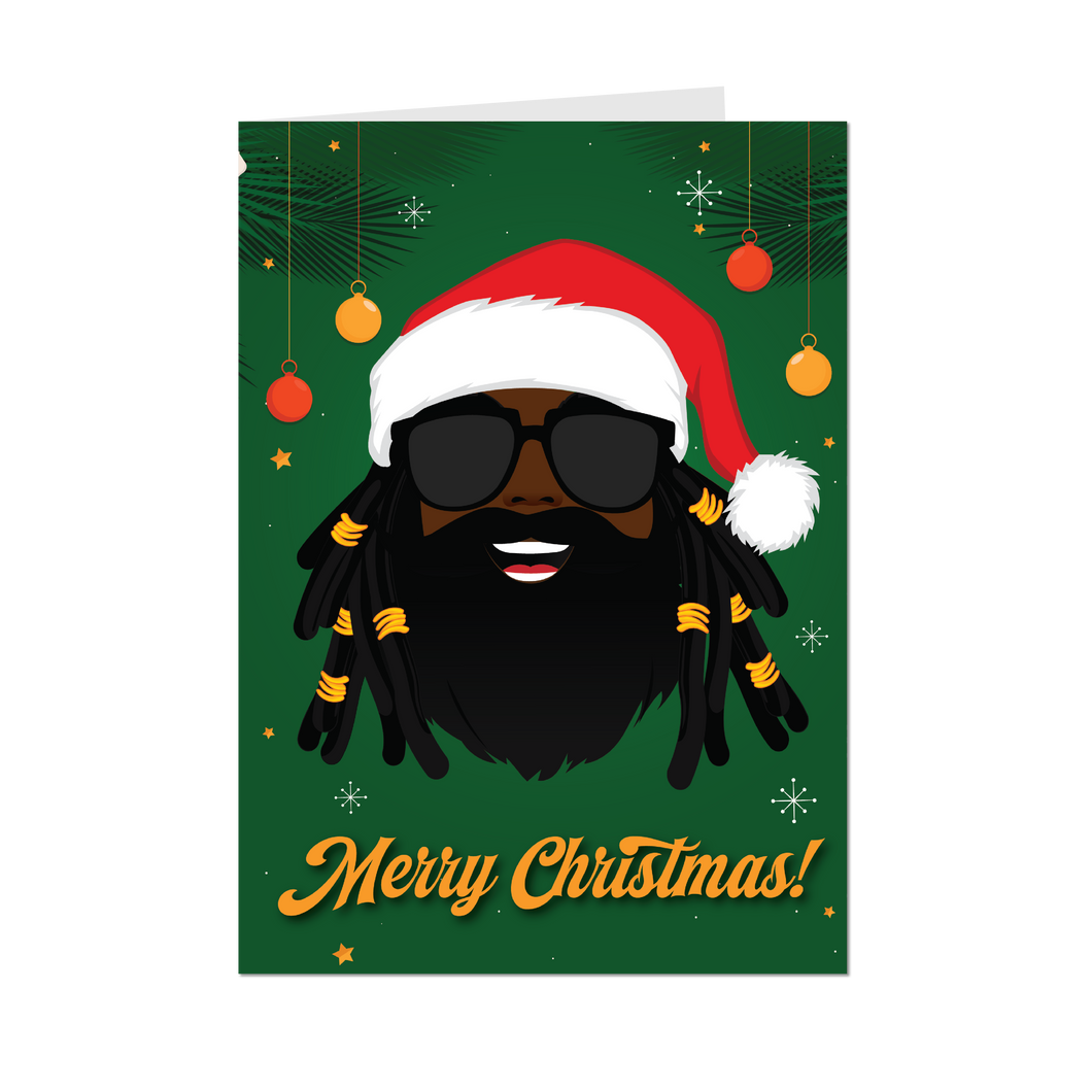Joyful Smiling Black Santa - African American Christmas Cards