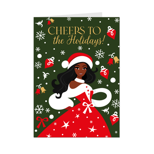 Holiday Style - African American Woman - Christmas Greeting Cards