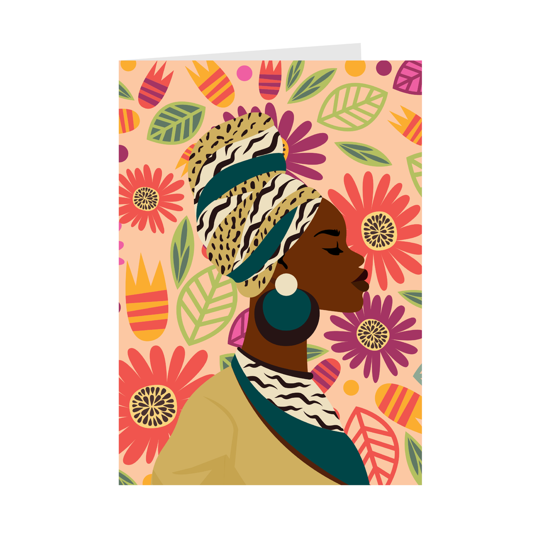 Flowers & Confidence - African American Woman - Black Card Shop Front