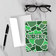 Load image into Gallery viewer, Lucky Heart - Black Stationery Greeting Cards Front with Background