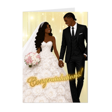 Load image into Gallery viewer, Congratulations - African American Wedding Greeting Cards - Happy Couple Holding Hands - Eye to Eye Contact