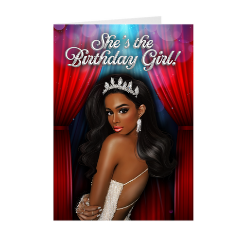 Center of Attention Birthday Girl - African American Woman - Black Card Shop