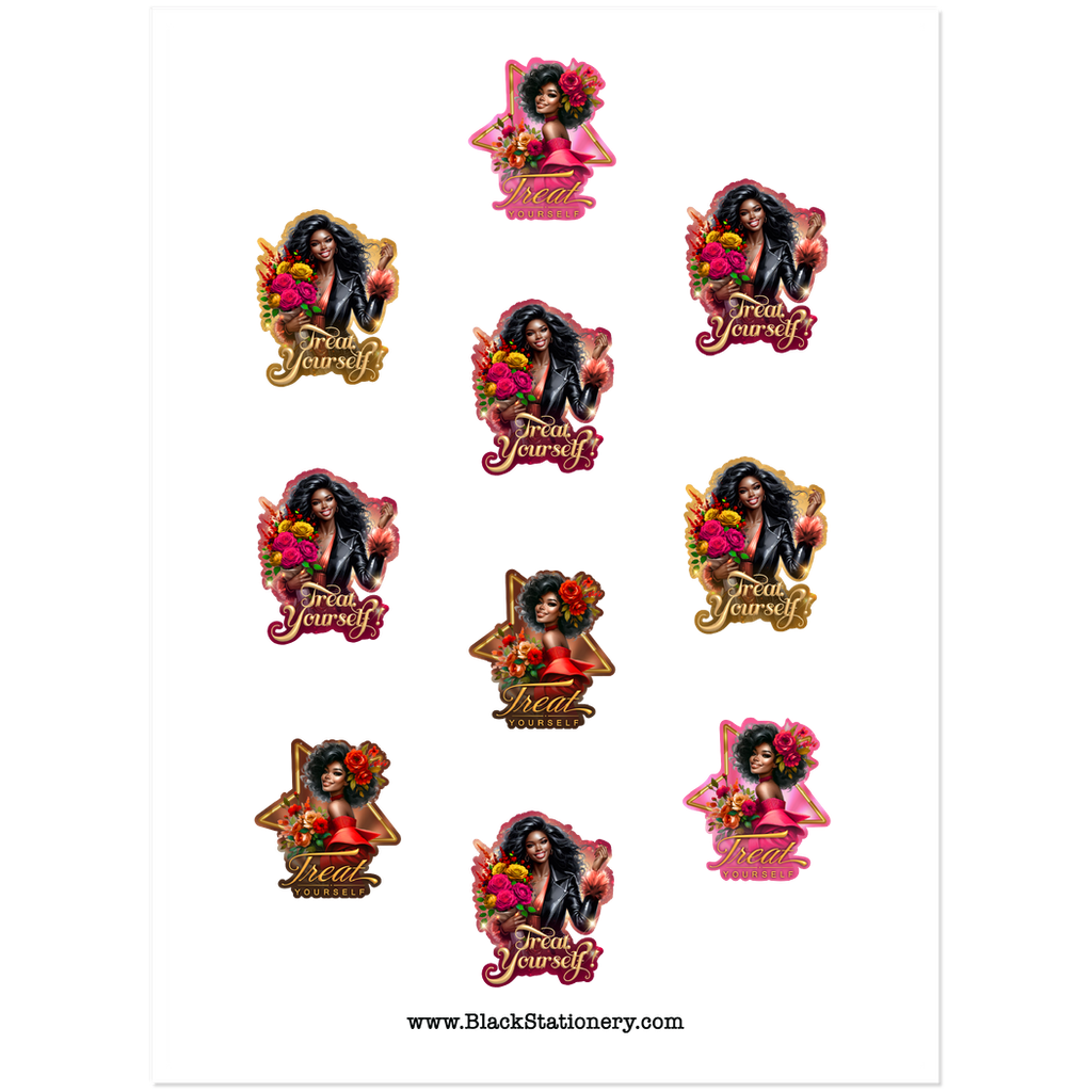 Mix of Hairstyles - African American Woman - Treat Yourself Premium Sticker Set