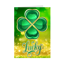 Load image into Gallery viewer, Green &amp; Gold - Lucky Black Stationery Cards Front