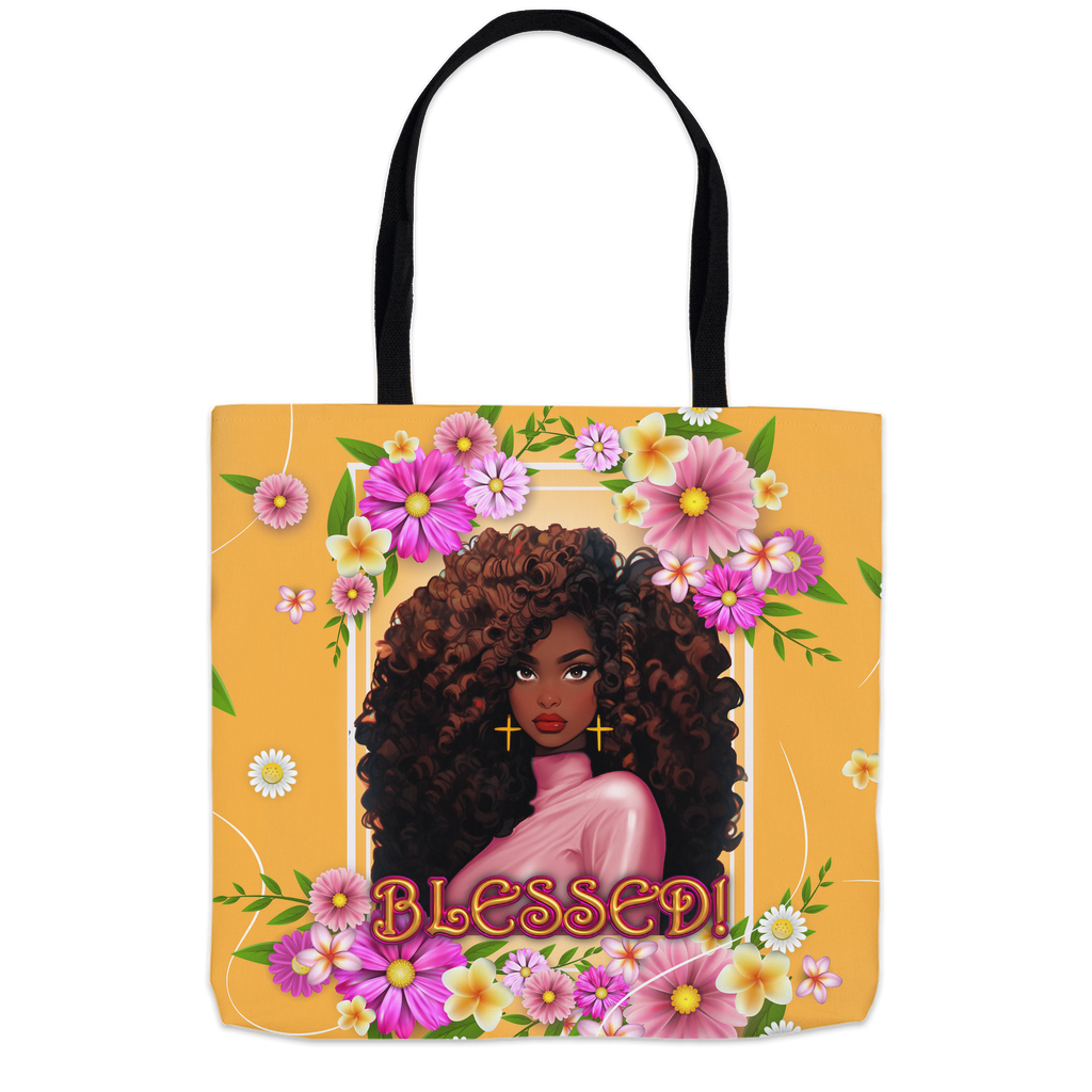 Floral Blessed - African American Woman - Tote Bag Front