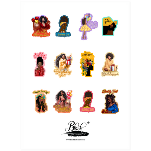 African-American Women - All Hairstyles Birthday Sticker Sets