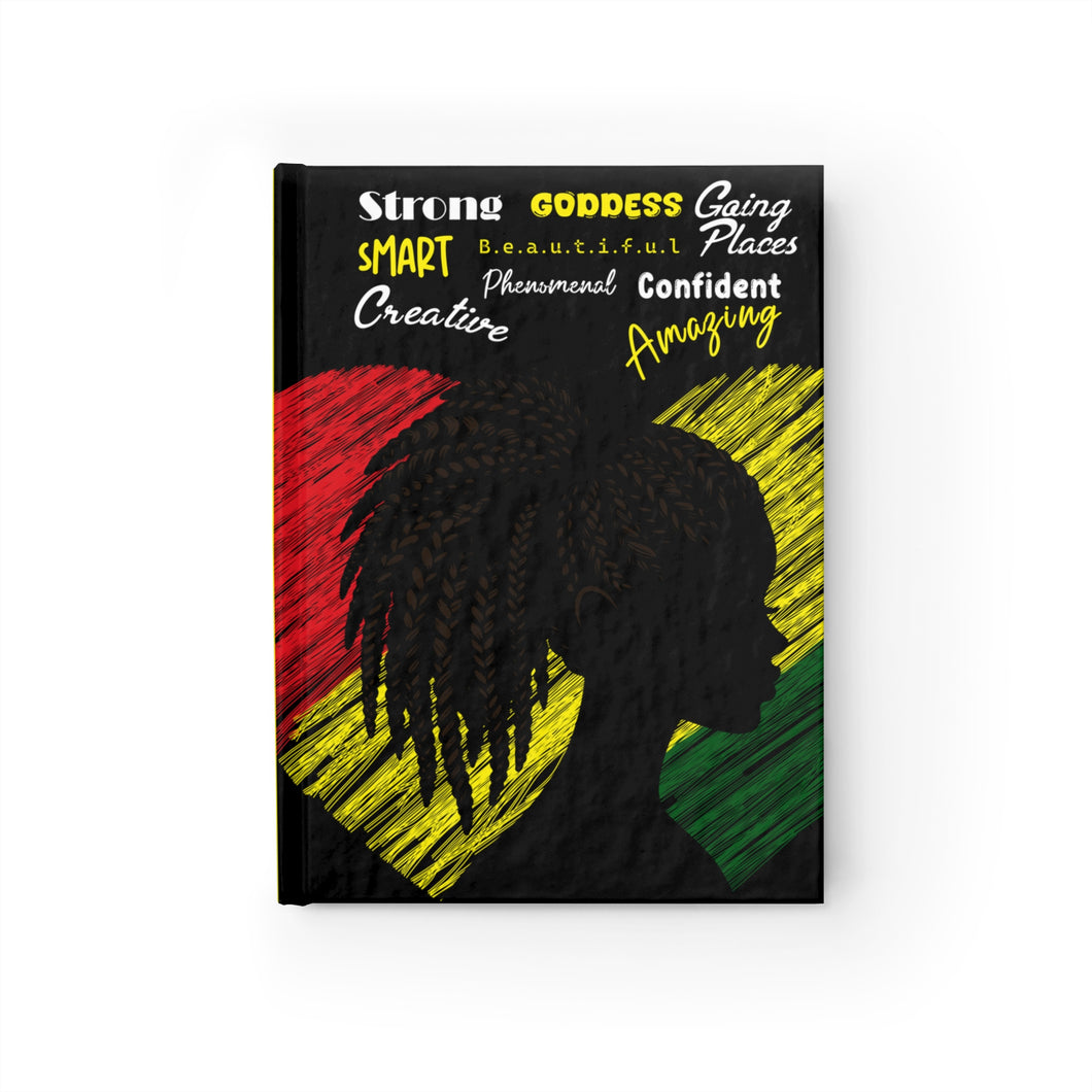 Africa Smart Confident Blessed - Black Woman - Ruled Line Hardcover Journal Front