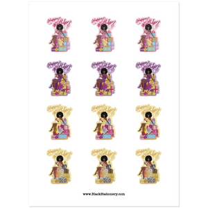 Afro Birthday Girl - African American Woman Sticker Set