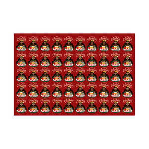Girl, Glasses & Presents - Merry Christmas - African American Gift Wrapping Paper Roll