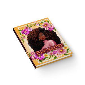 Flowers Blessed - African American Woman - Hardcover Journal Diagonal