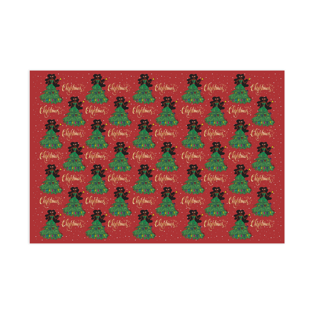 Stylish Holiday - African American Woman - Christmas Gift Wrapping Paper Roll