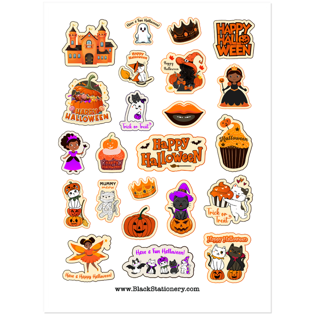 African-American Happy Halloween Sticker Set 2