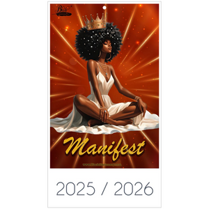 2025 Black Stationery African American Wall Calendar - MANIFEST!