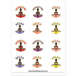 African American Woman - Manifesting Relax Yoga Premium Stickers