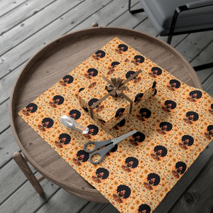 Adorned With Jewels - African American Woman - Floral Gift Wrapping Paper Roll - Paper + Wrapped Gift