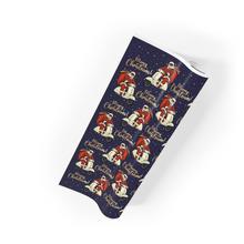 Load image into Gallery viewer, On the Go Black Santa - Christmas Gift Wrapping Paper Roll (Blue)