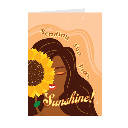 Sunflower Glow - Sending You Pure Sunshine! - Black Card Shop (Long Hair) Front