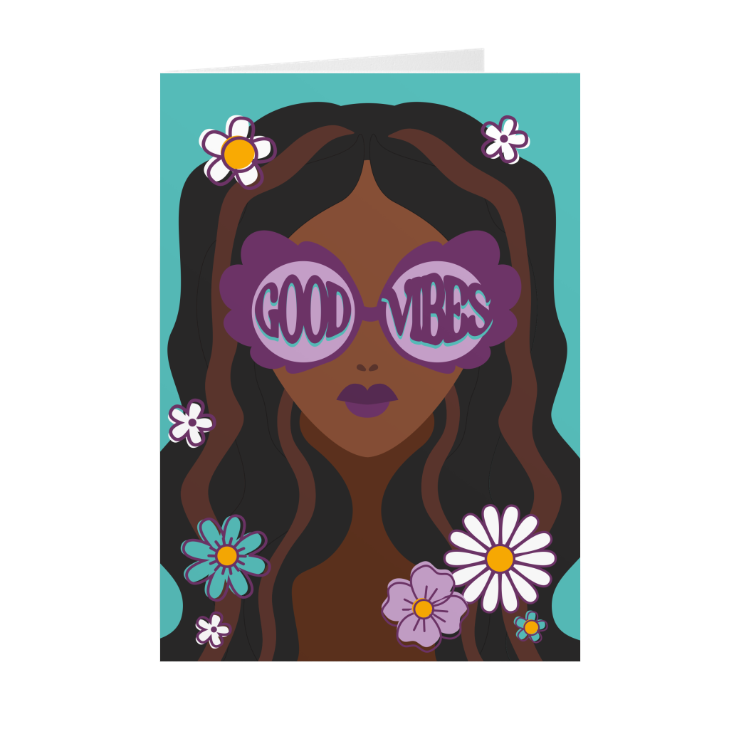 Flowers & Sunglasses - Good Vibes Black Woman - Black Card Shop