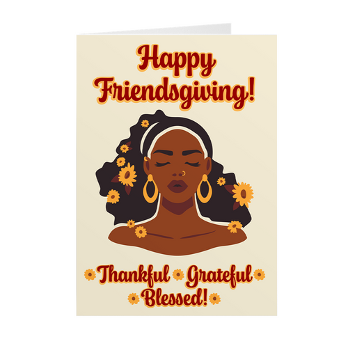 Thankful Grateful Blessed - African American Woman - Happy Friendsgiving Cards