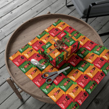 Load image into Gallery viewer, African American Christmas Doll Gift Wrapping Paper Roll (Variety of Hairstyles)  on a wooden table