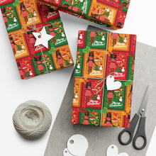 Load image into Gallery viewer, African American Christmas Doll Gift Wrapping Paper Roll (Variety of Hairstyles | A)on a white surface.