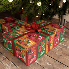 Load image into Gallery viewer, African American Christmas Doll Gift Wrapping Paper Roll (Variety of Hairstyles | A)under a decorated Christmas tree.