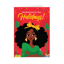 Load image into Gallery viewer, African American Fashionista - Sending Love for the Holidays - Black Card Shop - Front