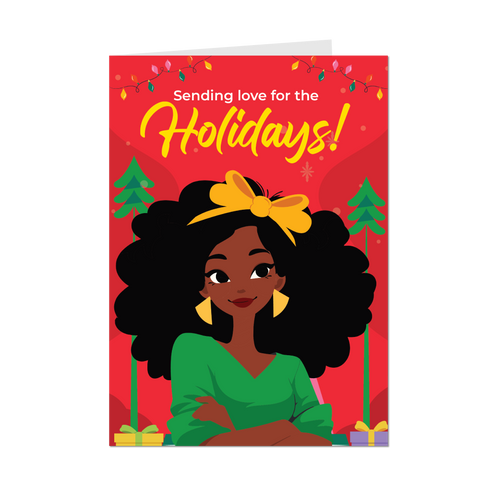 African American Fashionista - Sending Love for the Holidays - Black Card Shop - Front
