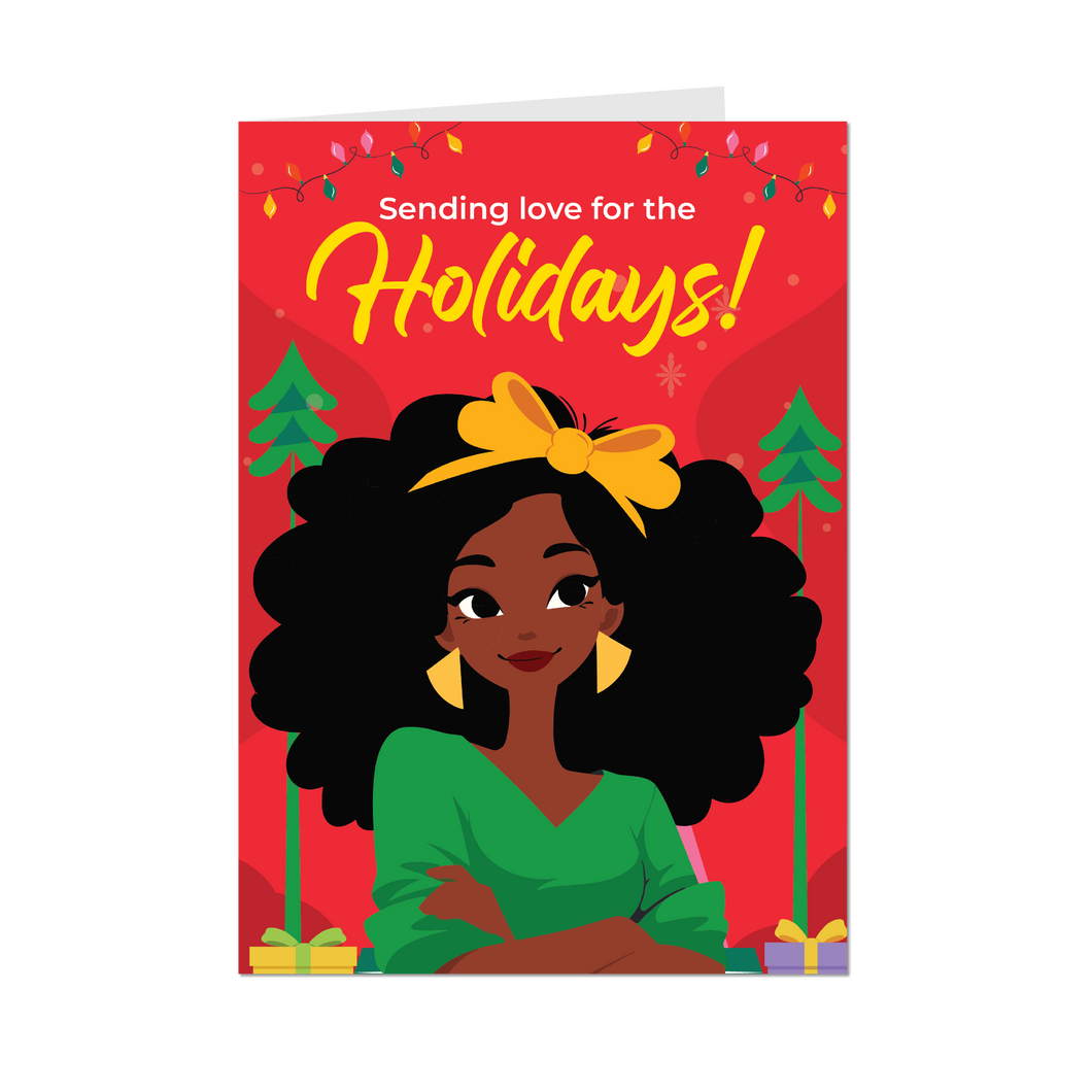 African American Fashionista - Sending Love for the Holidays - Black Card Shop - Front