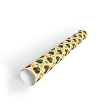 Load image into Gallery viewer, African American Fashionista - Sending Love for the Holidays - Yellow Christmas Gift Wrap Paper - Rolled View