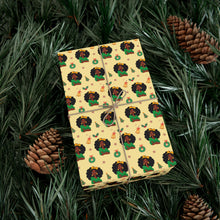 Load image into Gallery viewer, African American Fashionista - Sending Love for the Holidays - Yellow Christmas Gift Wrap Paper - Wrapped Gift Sample Photo