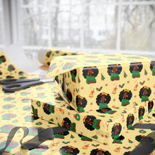 Load image into Gallery viewer, African American Fashionista - Sending Love for the Holidays - Yellow Christmas Gift Wrap Paper - Wrapped Gifts