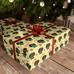 African American Fashionista - Sending Love for the Holidays - Yellow Christmas Gift Wrap Paper - Wrapped Gifts 2