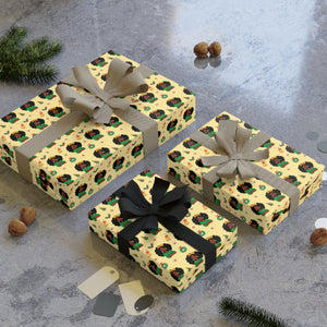 African American Fashionista - Sending Love for the Holidays - Yellow Christmas Gift Wrap Paper - Wrapped Gifts Sample