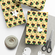 Load image into Gallery viewer, African American Fashionista - Sending Love for the Holidays - Yellow Christmas Gift Wrap Paper - Wrapped Gifts Sample Photo