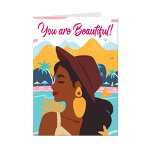 Load image into Gallery viewer, African American Fashionista - You Are Beautiful Greeting Cards - Front