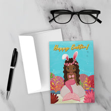 Load image into Gallery viewer, African American Mermaid - Happy Easter - Bunny Ears - Kids Rock Greeting Card Collection