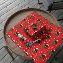 Load image into Gallery viewer, Happy Black Santa - Happy Holidays - Red Gift Wrapping Paper Roll