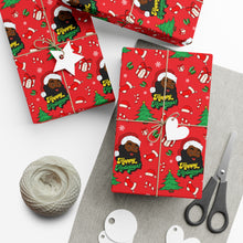 Load image into Gallery viewer, Happy Black Santa - Happy Holidays - Red Gift Wrapping Paper Roll