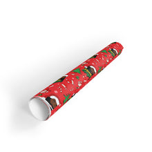 Load image into Gallery viewer, Happy Black Santa - Happy Holidays - Red Gift Wrapping Paper Roll