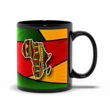 Load image into Gallery viewer, African Pride Black Coffee Mug — Afrocentric Design in Red, Green, Black &amp; Gold