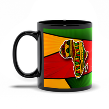 Load image into Gallery viewer, African Pride Black Coffee Mug — Afrocentric Design in Red, Green, Black &amp; Gold