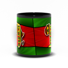 Load image into Gallery viewer, African Pride Black Coffee Mug — Afrocentric Design in Red, Green, Black &amp; Gold