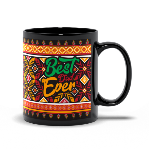 Afrocentric Best Dad Ever Coffee Mug Handle on the RIght